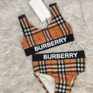 NWT Burberry Girl's Liana Icon Stripe Two-Piece bathing swim suit size 3Y